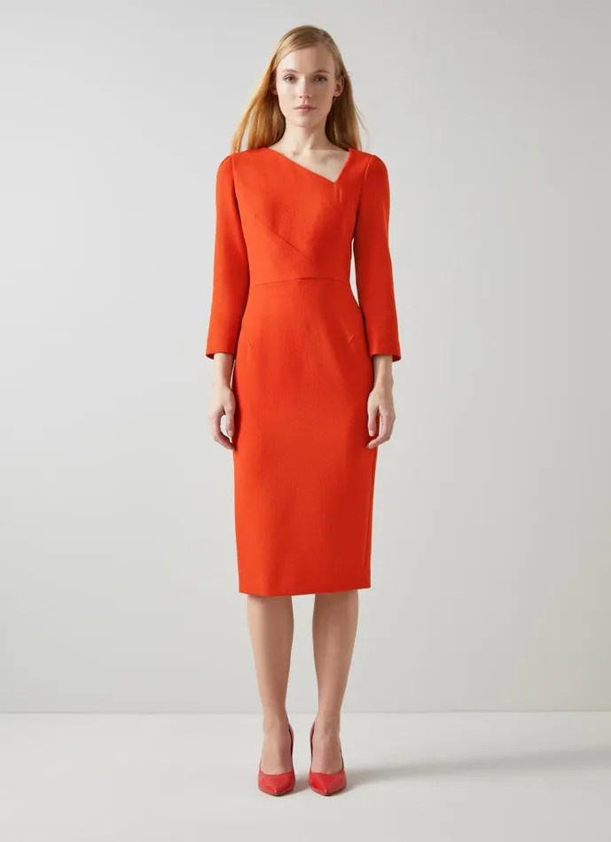 Women Alexis Orange Wool Crepe Shift Dress Orange LKBennett Dresses