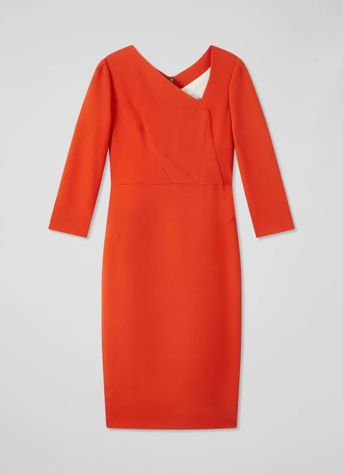 Women Alexis Orange Wool Crepe Shift Dress Orange LKBennett Dresses Women Alexis Orange Wool Crepe Shift Dress Orange LKBennett Dresses