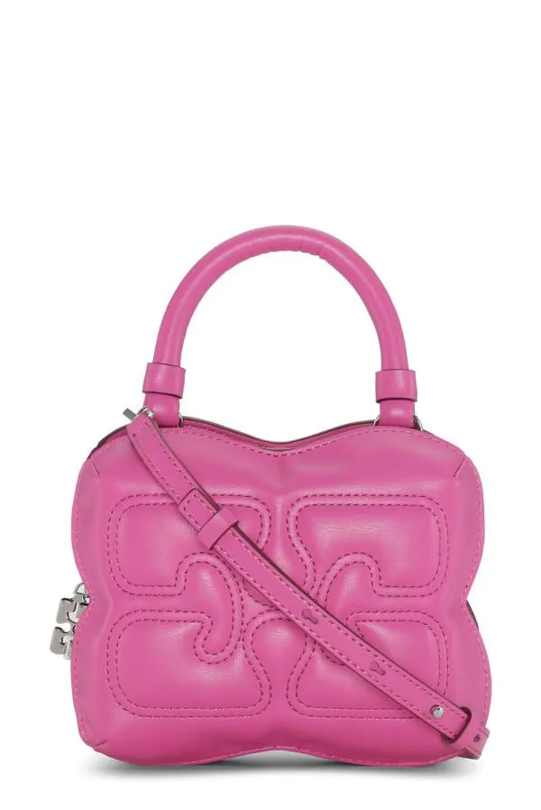 AccessoriesBags GANNI Mini Bags Small Pink Butterfly Crossbody Bag Shocking Pink