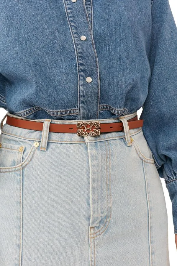 Accessories GANNI Belts Logo Metal Belt Caramel Caf