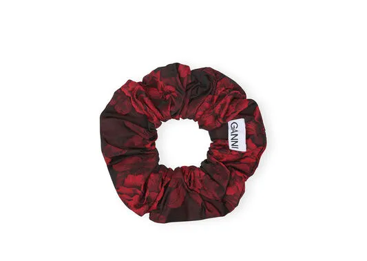 Accessories GANNI Hair Accessories Red Botanical Jacquard Scrunchie High Risk Red Accessories GANNI Hair Accessories Red Botanical Jacquard Scrunchie High Risk Red
