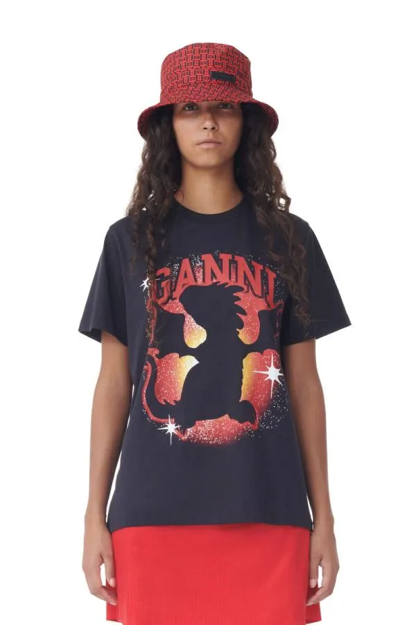 Accessories GANNI Hats Red Printed Tech Bucket Hat Fiery Red Accessories GANNI Hats Red Printed Tech Bucket Hat Fiery Red