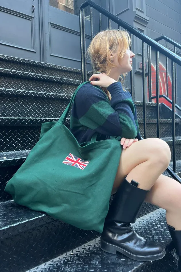 Accessories Green Union Jack Tote Bag Brandy Melville BAGS and BACKPACKS