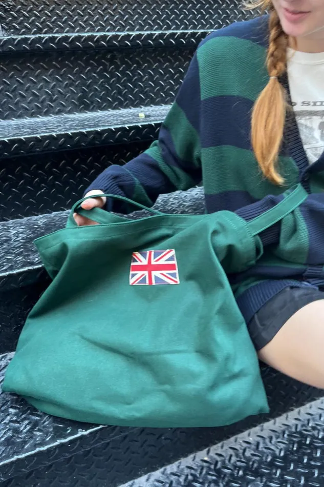 Accessories Green Union Jack Tote Bag Brandy Melville BAGS and BACKPACKS