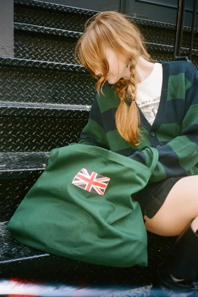 Accessories Green Union Jack Tote Bag Brandy Melville BAGS and BACKPACKS