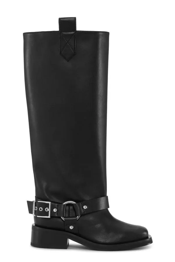AccessoriesShoes GANNI Boots Black UnderKnee Biker Boots Black