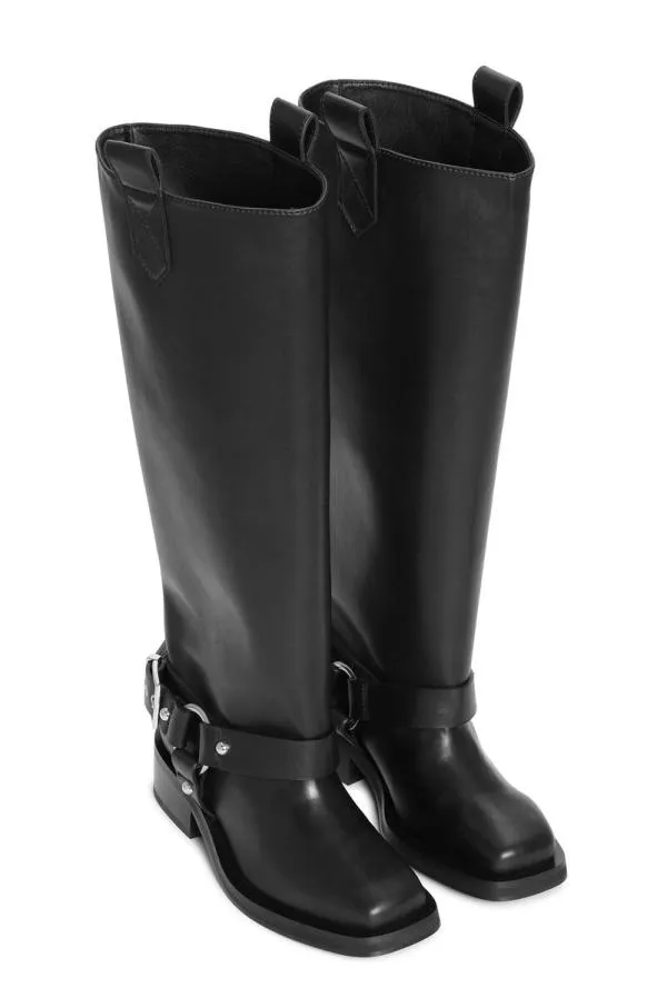 AccessoriesShoes GANNI Boots Black UnderKnee Biker Boots Black AccessoriesShoes GANNI Boots Black UnderKnee Biker Boots Black