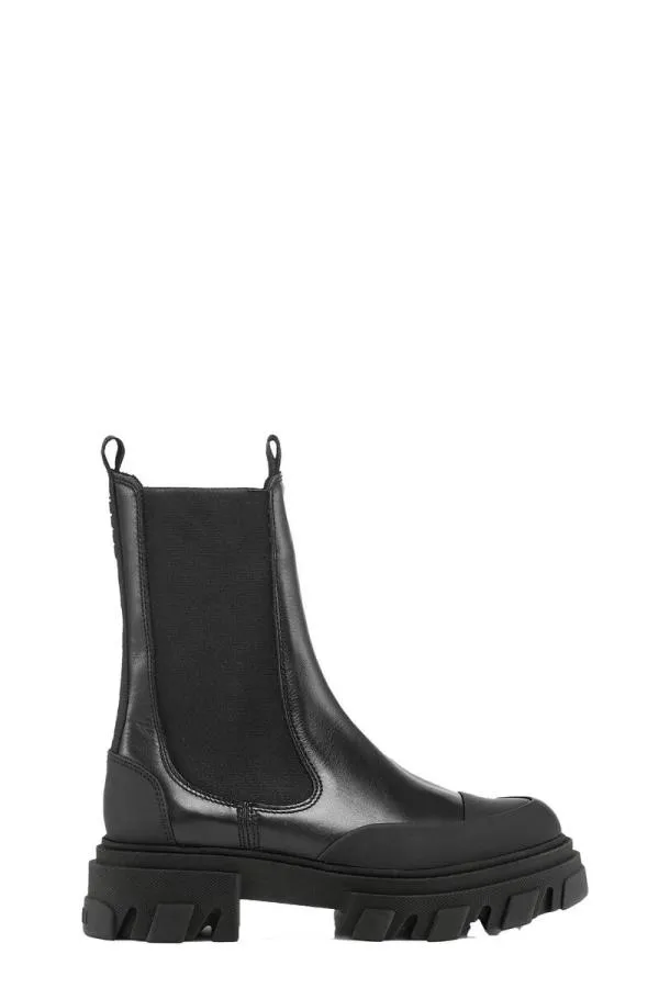 AccessoriesShoes GANNI Boots Cleated Mid Chelsea Boots Black