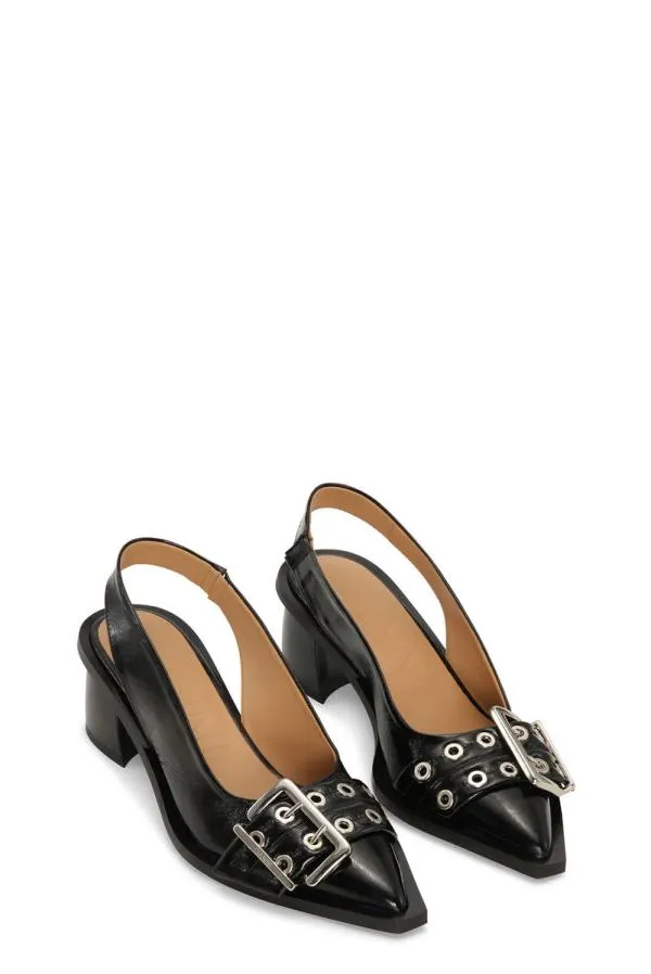 AccessoriesShoes GANNI Buckle Shoes Black Feminine Buckle Slingback Pumps Black AccessoriesShoes GANNI Buckle Shoes Black Feminine Buckle Slingback Pumps Black