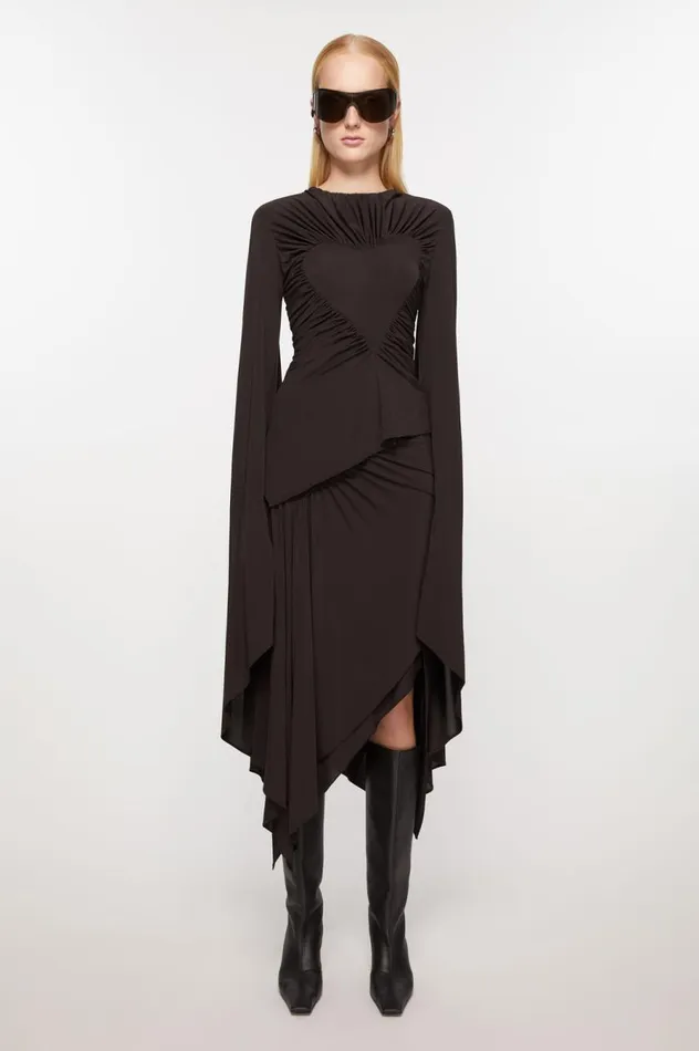 Acne Studios Asymmetric Midi Skirt Chestnut Brown Women Skirts