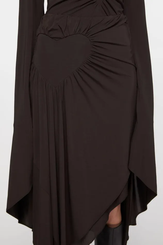 Acne Studios Asymmetric Midi Skirt Chestnut Brown Women Skirts