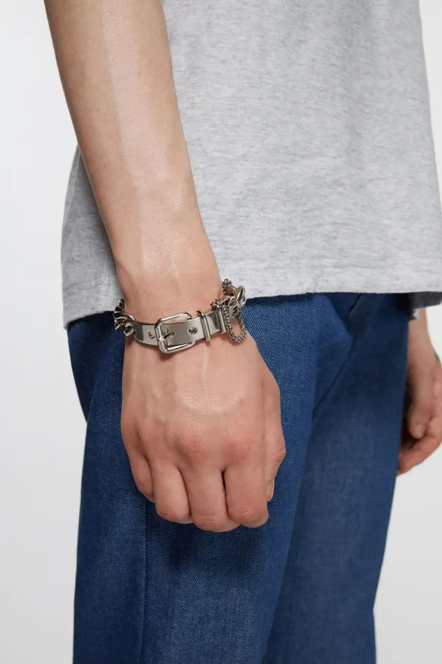 Acne Studios Buckle Chain Bracelet Silver Men Jewellery