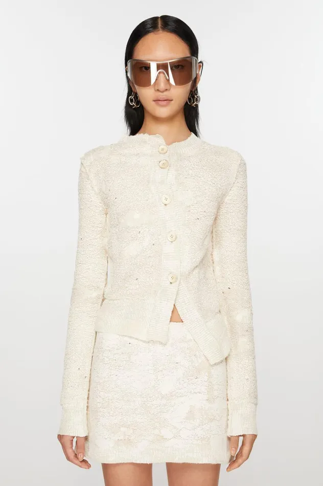 Acne Studios Cardigan Asymmetric Buttonup Off White Women Knitwear