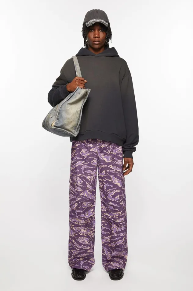 Acne Studios Cargo Print Trousers Purple Multi Men Trousers