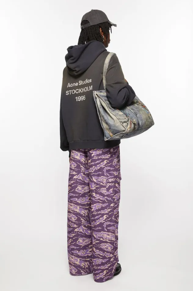 Acne Studios Cargo Print Trousers Purple Multi Men Trousers