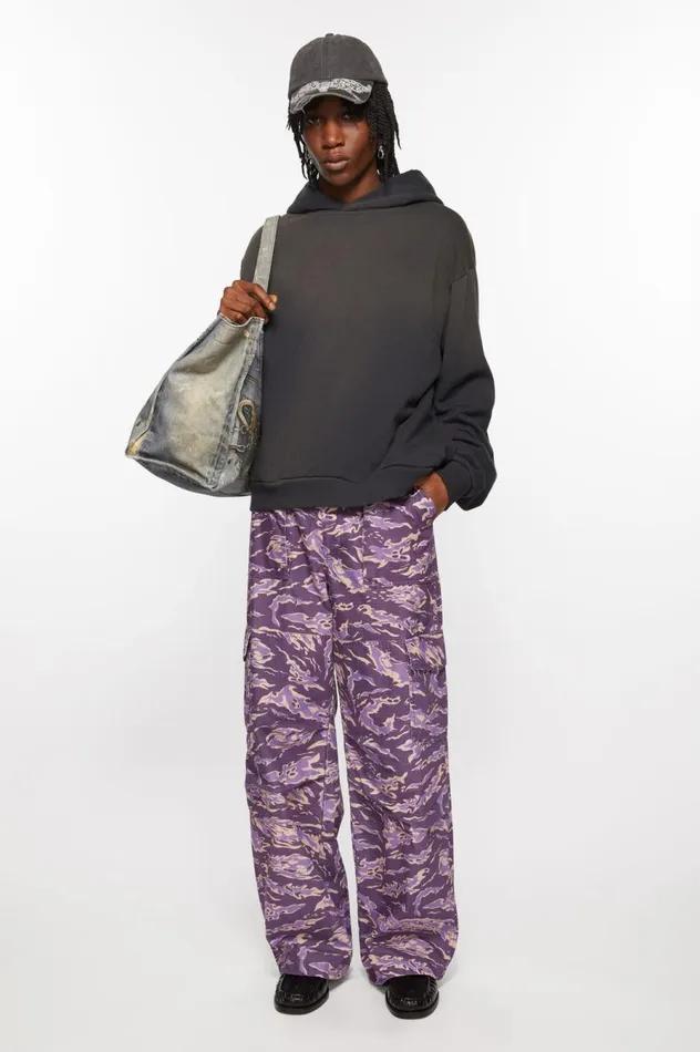 Acne Studios Cargo Print Trousers Purple Multi Men Trousers