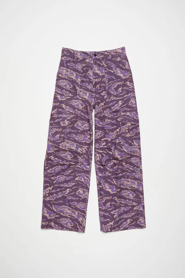 Acne Studios Cargo Print Trousers Purple Multi Men Trousers