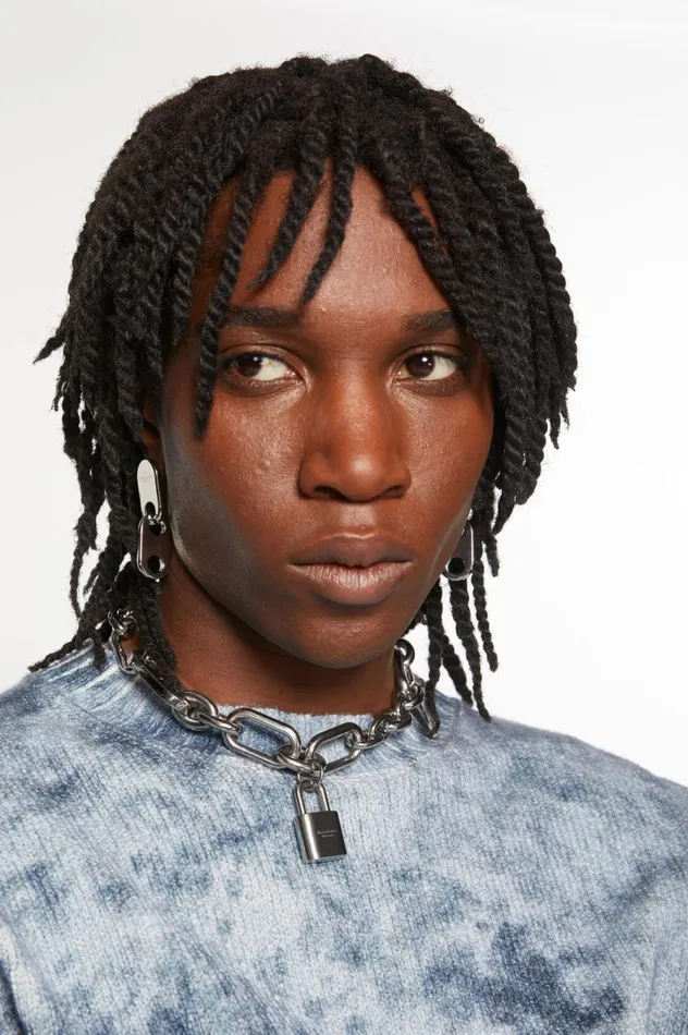 Acne Studios Chain Lock Earring Silver Men Jewellery