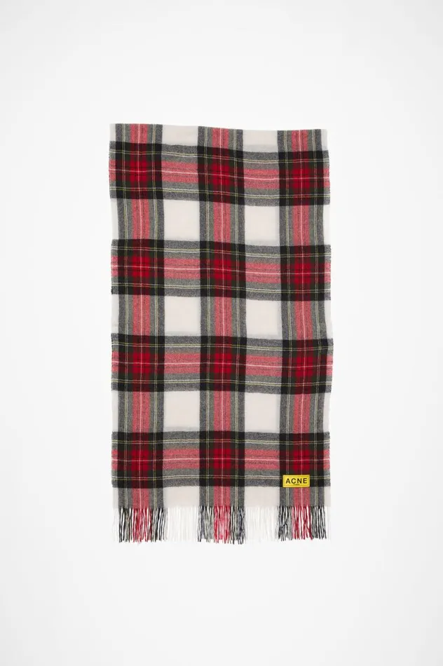 Acne Studios Check Fringe Scarf Blackredwhite Women Scarves