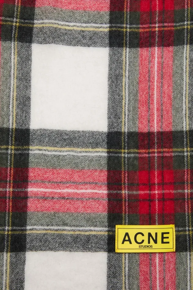 Acne Studios Check Fringe Scarf Blackredwhite Women Scarves