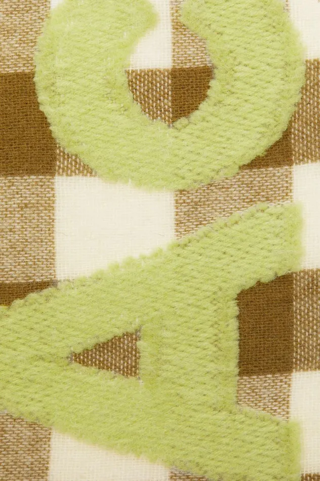 Acne Studios Check Logo Scarf 8211 Narrow Khakigreen Men Scarves