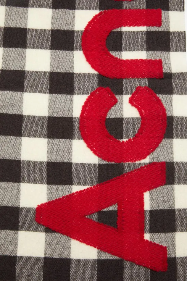 Acne Studios Check Logo Scarf Carbon Greyred Women Scarves