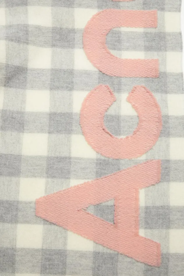 Acne Studios Check Logo Scarf Greypink Women Scarves