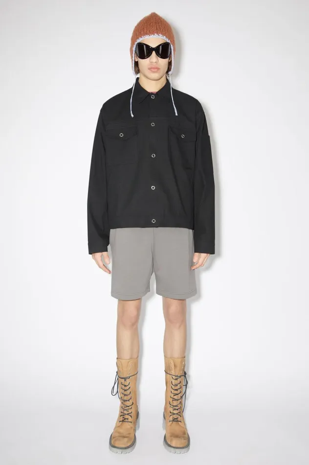 Acne Studios Cotton Blend Overshirt Black Men Outerwear
