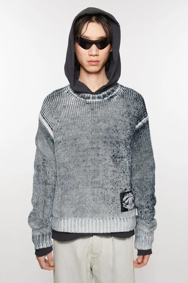 Acne Studios Crew Neck Jumper Blackwhite Men Knitwear