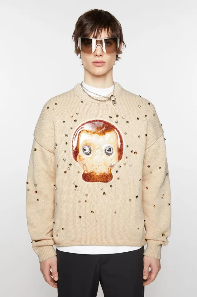 Acne Studios Crew Neck Sweater Warm White Men Knitwear