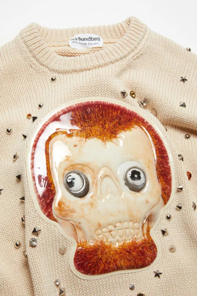 Acne Studios Crew Neck Sweater Warm White Men Knitwear