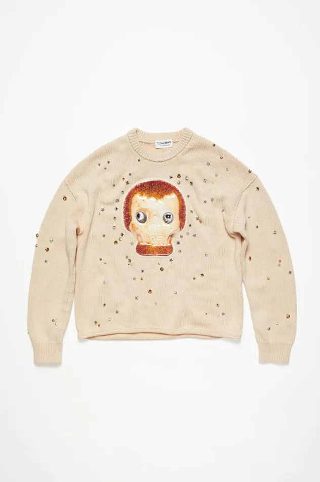 Acne Studios Crew Neck Sweater Warm White Men Knitwear