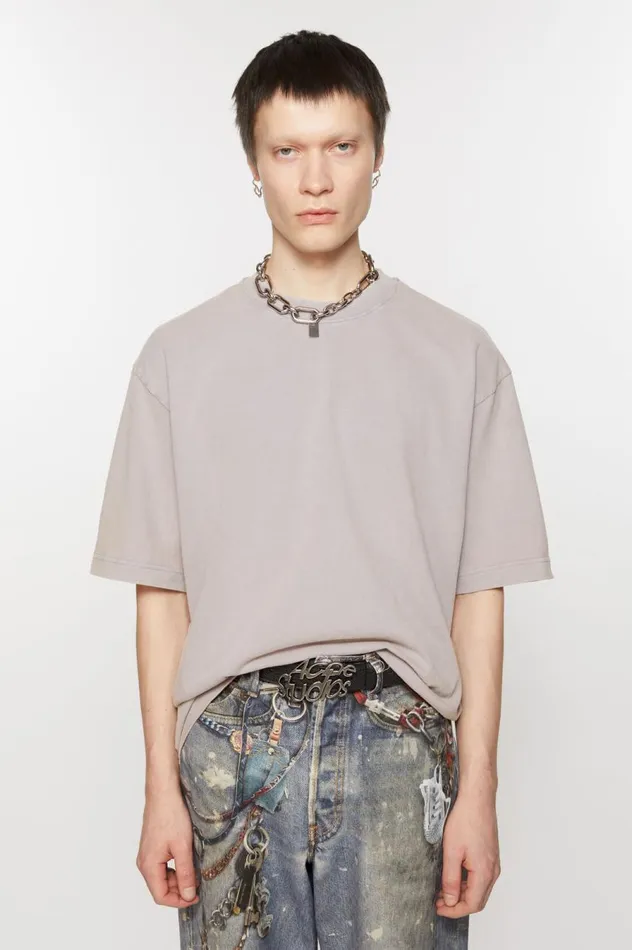 Acne Studios Crew Neck Tshirt 8211 Relaxed Unisex Fit Dusty Purple Women Tshirts