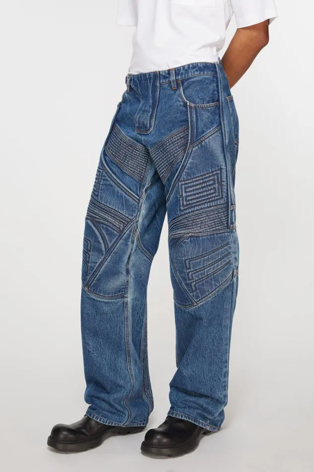 Acne Studios Denim Biker Trousers Mid Blue Men Jeans