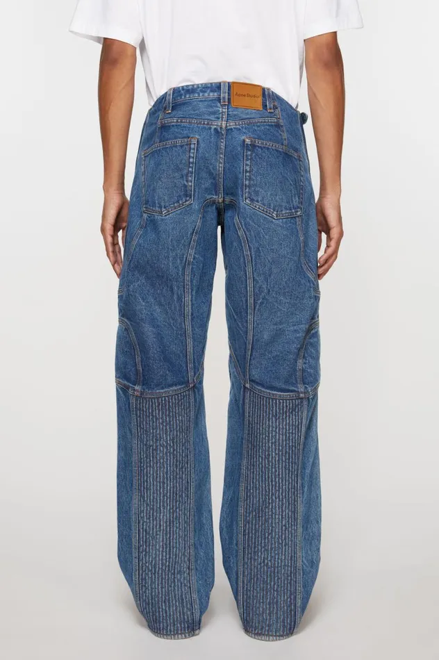 Acne Studios Denim Biker Trousers Mid Blue Men Jeans