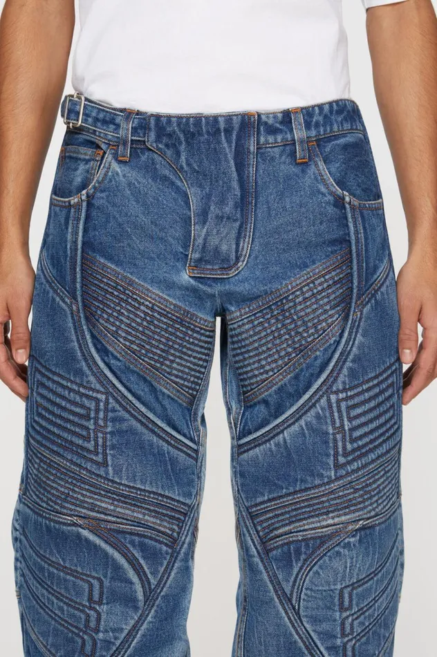 Acne Studios Denim Biker Trousers Mid Blue Men Jeans