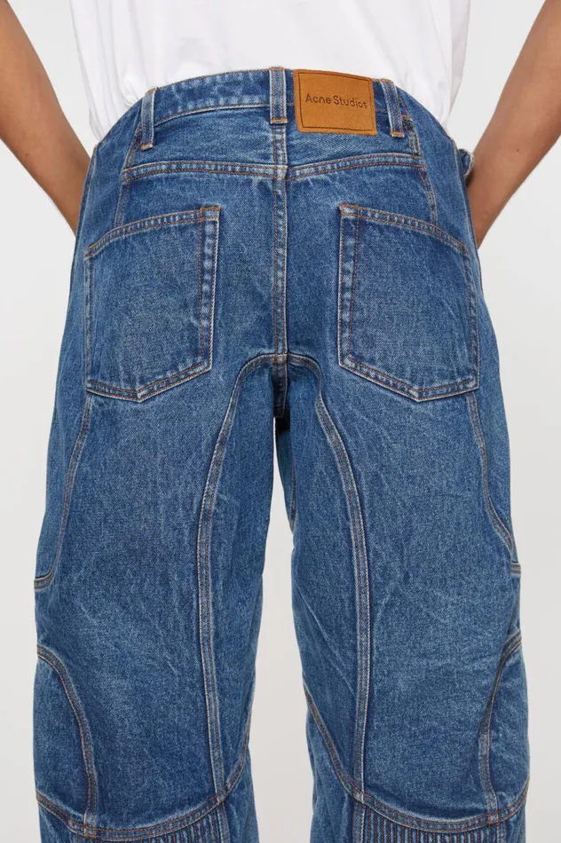 Acne Studios Denim Biker Trousers Mid Blue Men Jeans