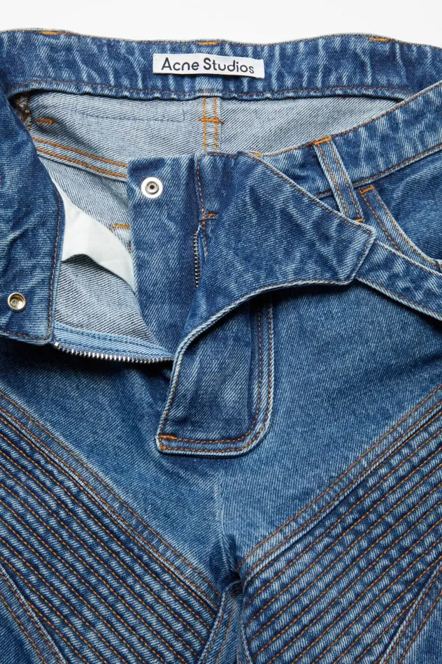 Acne Studios Denim Biker Trousers Mid Blue Men Jeans