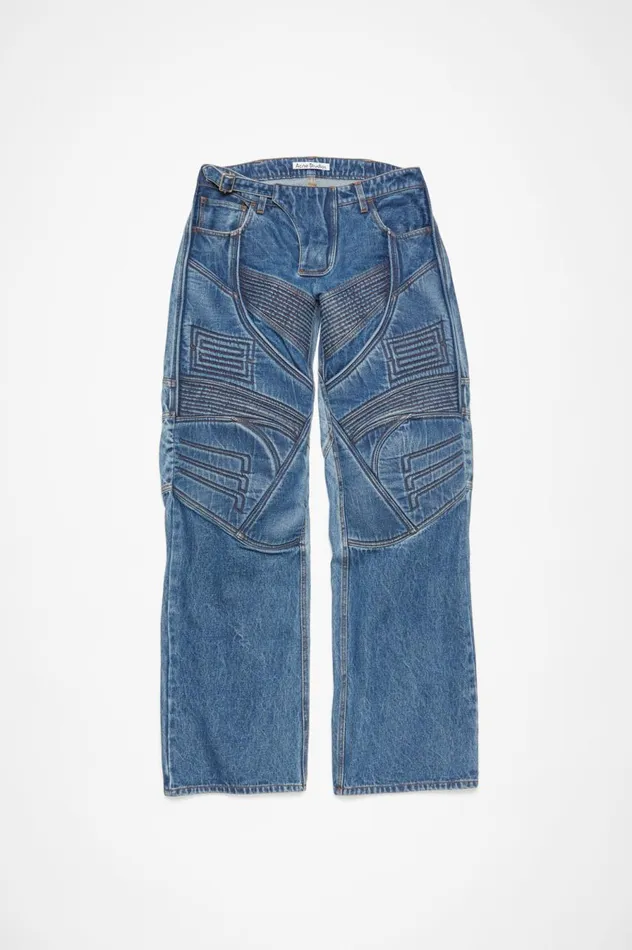 Acne Studios Denim Biker Trousers Mid Blue Men Jeans