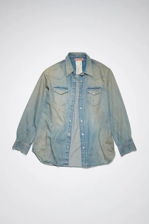 Acne Studios Denim Buttonup Shirt Mid Blue Men Shirts