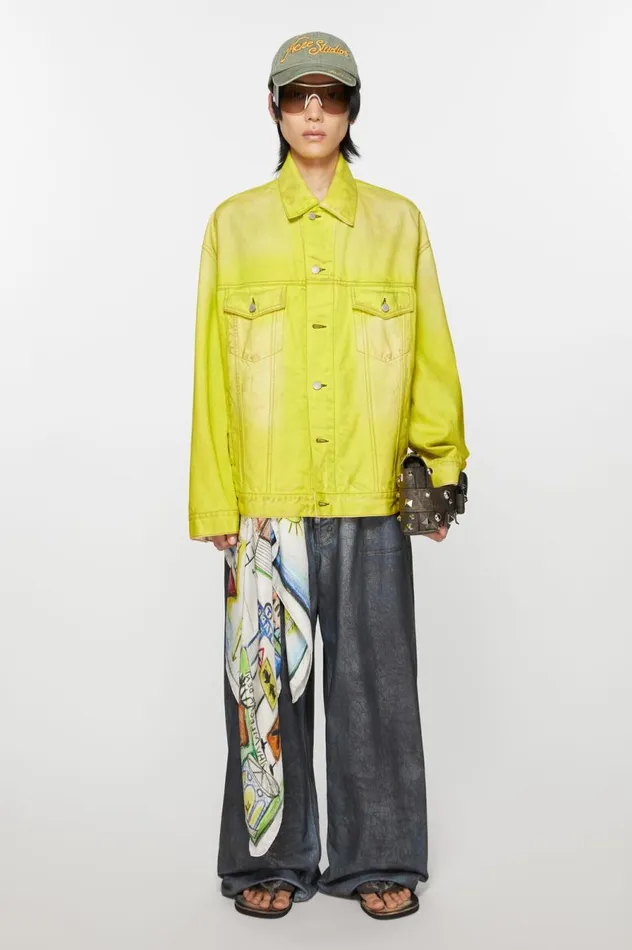 Acne Studios Denim Jacket 8211 Oversized Fit Neon Yellow Men Outerwear
