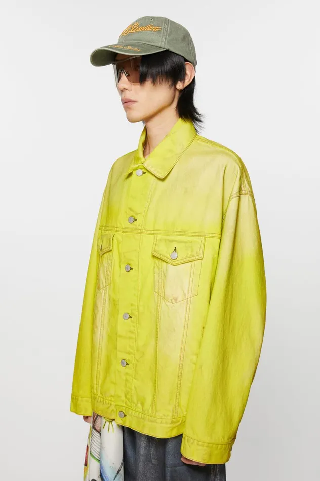Acne Studios Denim Jacket 8211 Oversized Fit Neon Yellow Men Outerwear
