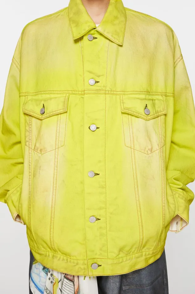 Acne Studios Denim Jacket 8211 Oversized Fit Neon Yellow Men Outerwear