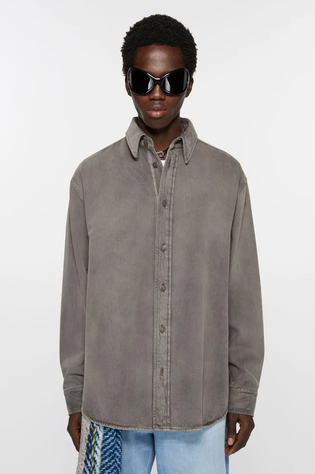 Acne Studios Denim Shirt 8211 Loose Fit Anthracite Grey Men Shirts