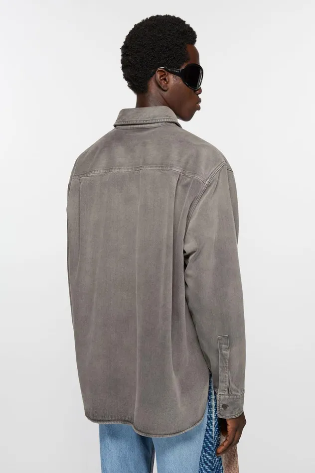 Acne Studios Denim Shirt 8211 Loose Fit Anthracite Grey Men Shirts