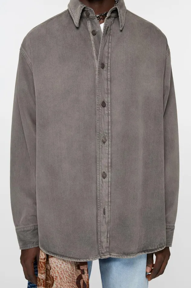 Acne Studios Denim Shirt 8211 Loose Fit Anthracite Grey Men Shirts