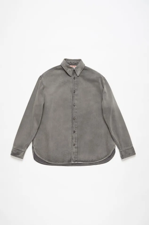 Acne Studios Denim Shirt 8211 Loose Fit Anthracite Grey Men Shirts