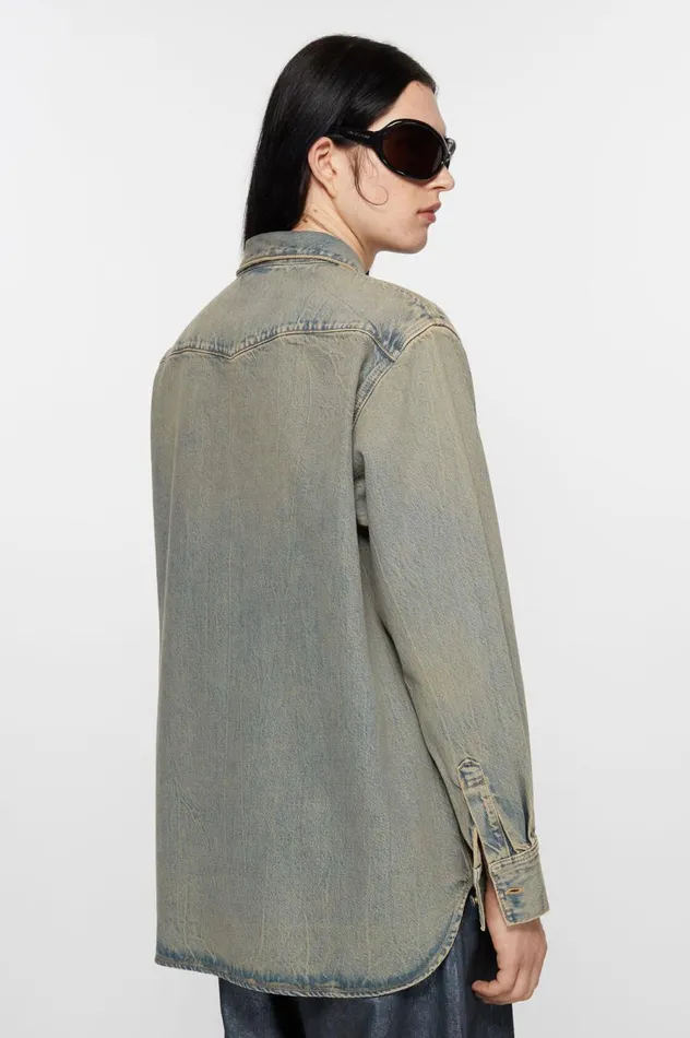 Acne Studios Denim Shirt 8211 Relaxed Fit Bluebeige Women Shirts and Blouses