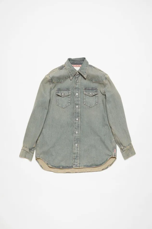 Acne Studios Denim Shirt 8211 Relaxed Fit Bluebeige Women Shirts and Blouses