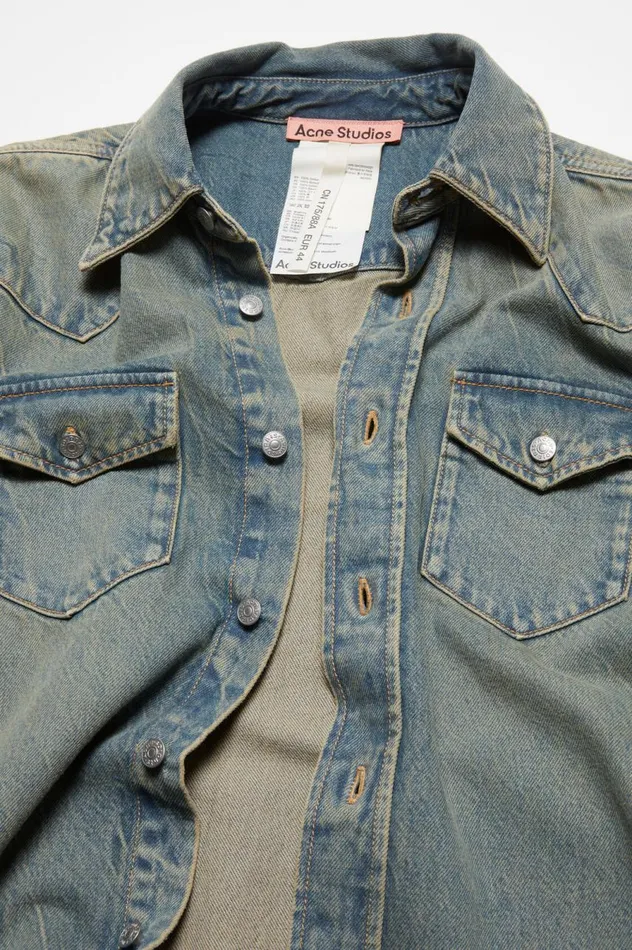 Acne Studios Denim Shirt 8211 Relaxed Fit Bluebeige Women Shirts and Blouses